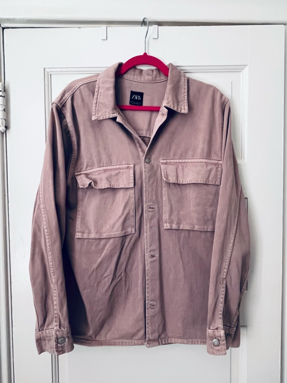 Zara Dusty Rose Utility Shirt Jacket